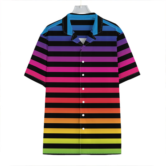Rainbow Striped Pattern Print Hawaiian Shirt