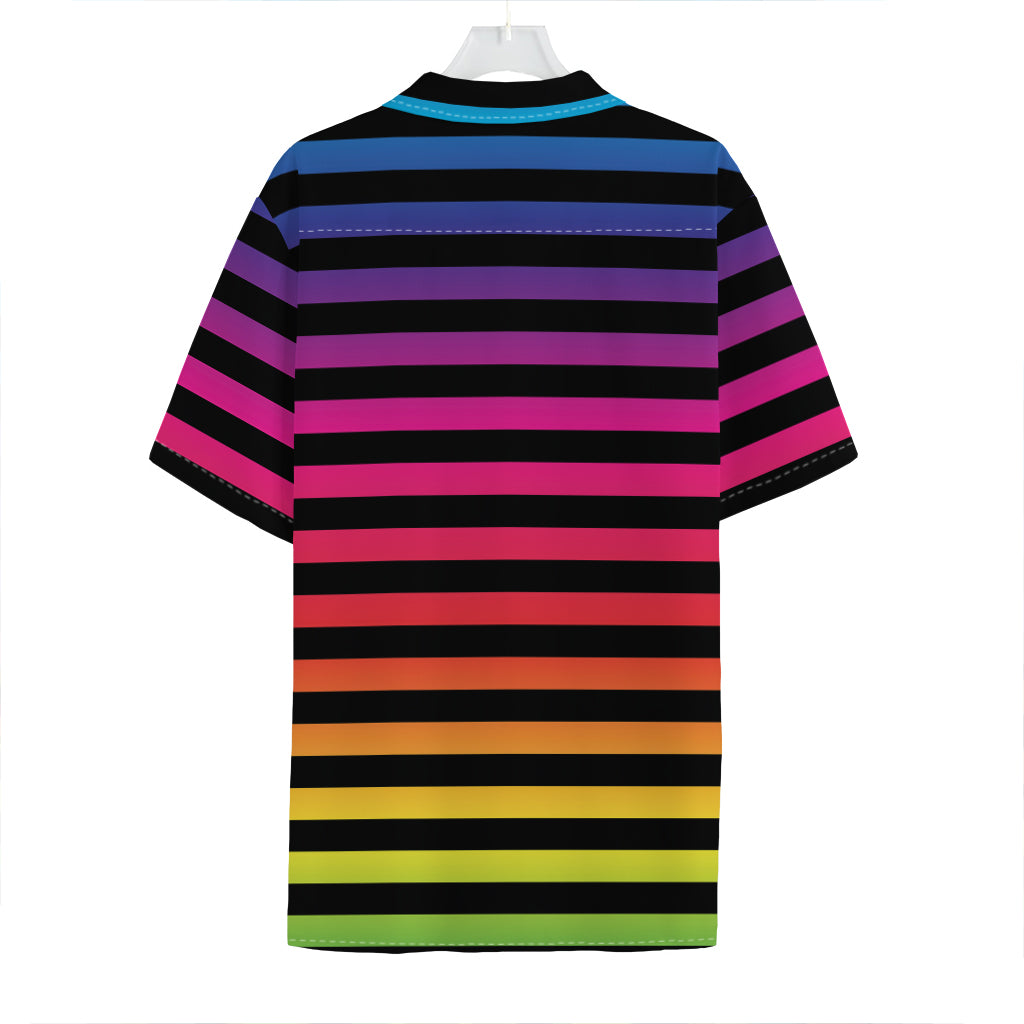 Rainbow Striped Pattern Print Hawaiian Shirt