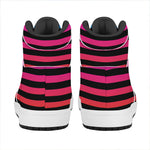 Rainbow Striped Pattern Print High Top Leather Sneakers