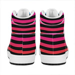 Rainbow Striped Pattern Print High Top Leather Sneakers