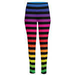 Rainbow Striped Pattern Print High-Waisted Pocket Leggings