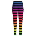 Rainbow Striped Pattern Print High-Waisted Pocket Leggings