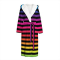 Rainbow Striped Pattern Print Hooded Bathrobe