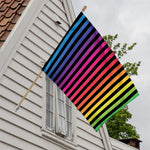 Rainbow Striped Pattern Print House Flag