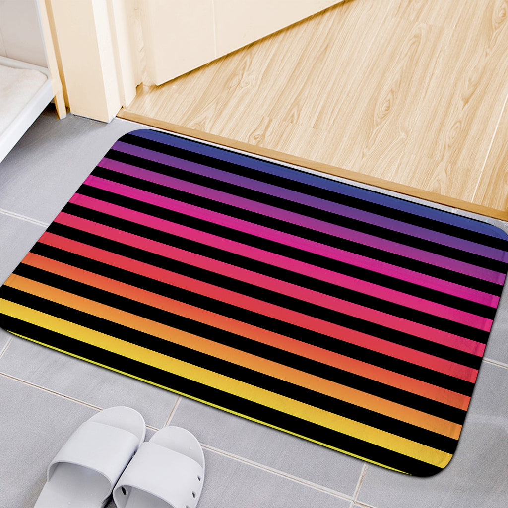 Rainbow Striped Pattern Print Indoor Door Mat