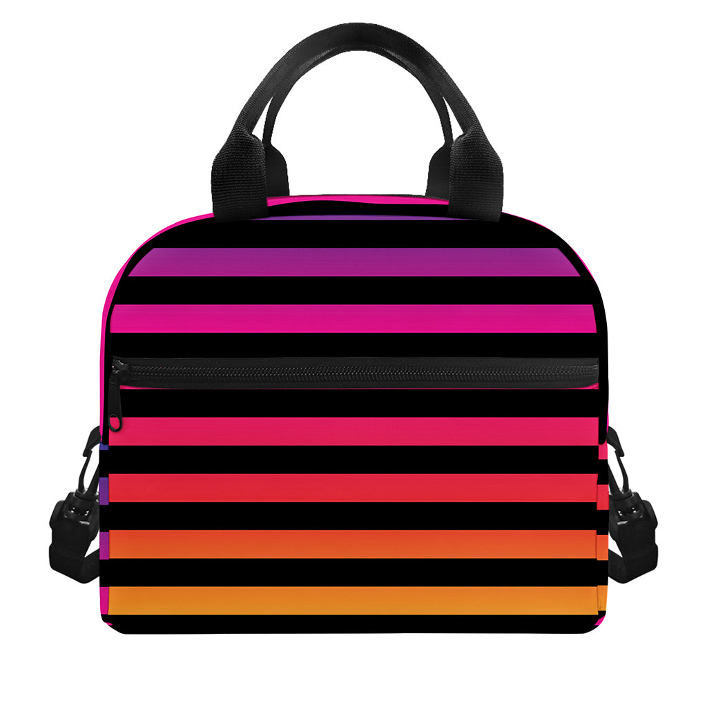 Rainbow Striped Pattern Print Insulated Lunch Bag