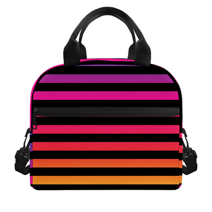 Rainbow Striped Pattern Print Insulated Lunch Bag