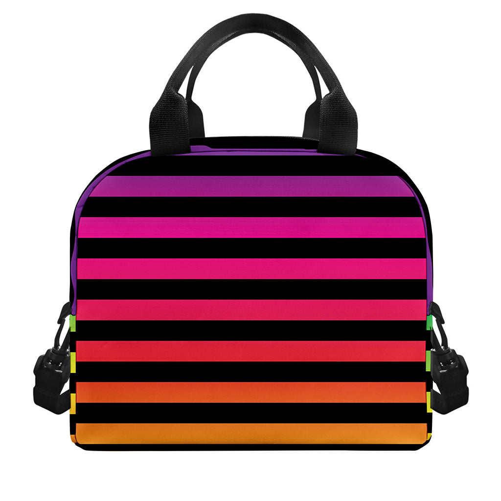 Rainbow Striped Pattern Print Insulated Lunch Bag