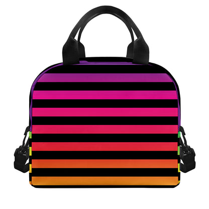 Rainbow Striped Pattern Print Insulated Lunch Bag