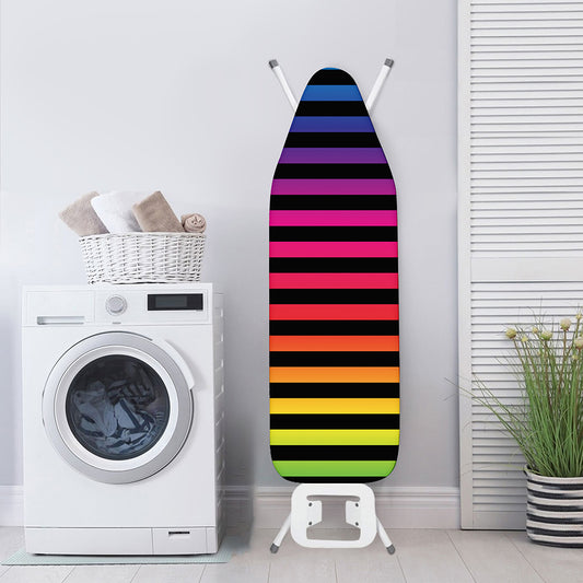 Rainbow Striped Pattern Print Ironing Board Cover