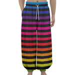 Rainbow Striped Pattern Print Lantern Pants