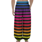 Rainbow Striped Pattern Print Lantern Pants