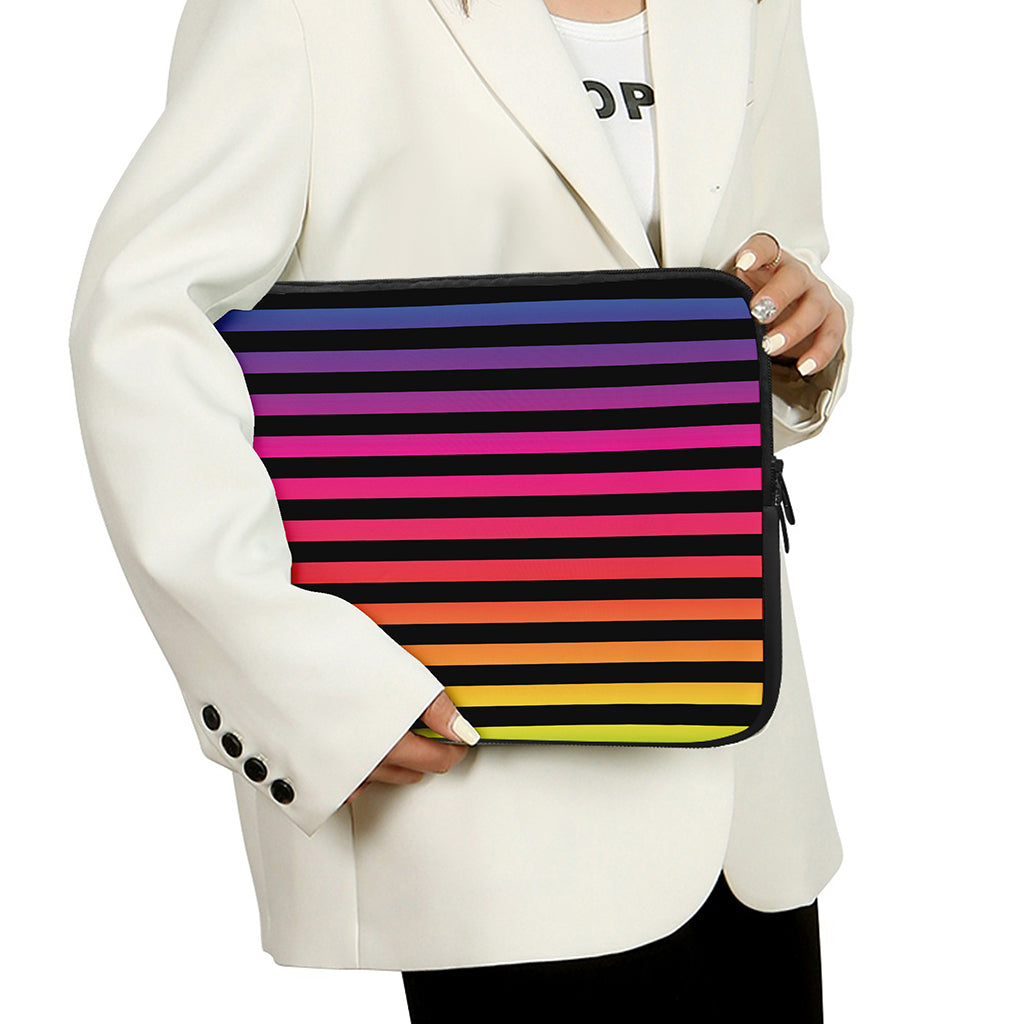Rainbow Striped Pattern Print Laptop Sleeve