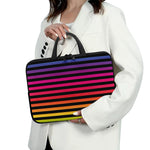 Rainbow Striped Pattern Print Laptop Sleeve With Handle