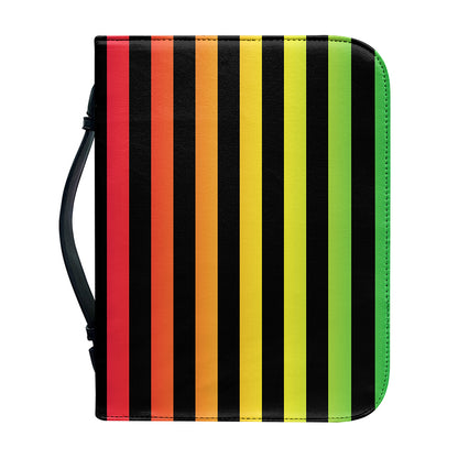 Rainbow Striped Pattern Print Leather Bible Cover