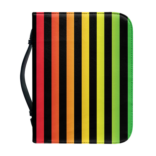 Rainbow Striped Pattern Print Leather Bible Cover