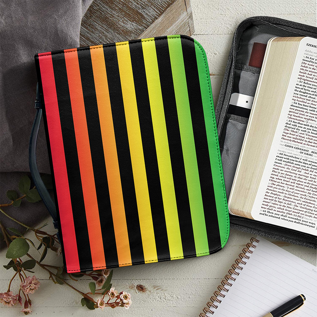 Rainbow Striped Pattern Print Leather Bible Cover