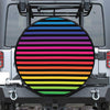 Rainbow Striped Pattern Print Leather Spare Tire Cover