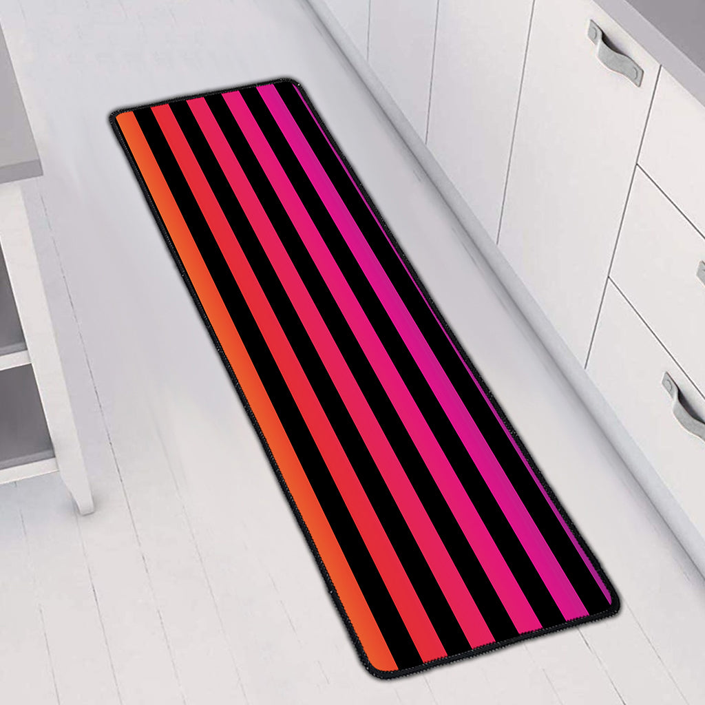 Rainbow Striped Pattern Print Long Kitchen Mat