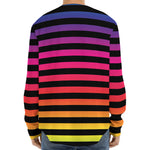 Rainbow Striped Pattern Print Long Sleeve Baseball Jersey