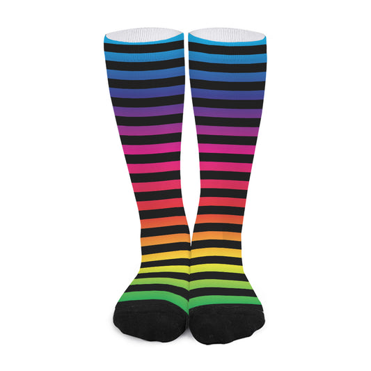 Rainbow Striped Pattern Print Long Socks