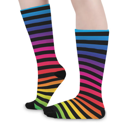 Rainbow Striped Pattern Print Long Socks