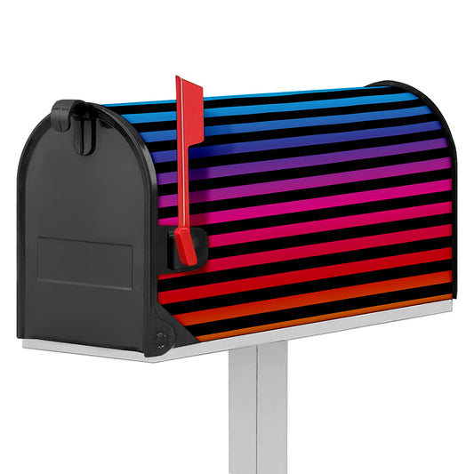 Rainbow Striped Pattern Print Mailbox Cover