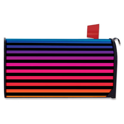 Rainbow Striped Pattern Print Mailbox Cover