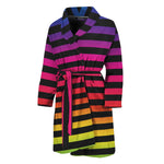 Rainbow Striped Pattern Print Men's Bathrobe