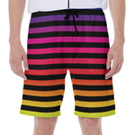 Rainbow Striped Pattern Print Men's Beach Shorts