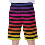 Rainbow Striped Pattern Print Men's Beach Shorts