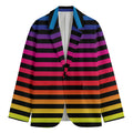Rainbow Striped Pattern Print Men's Blazer