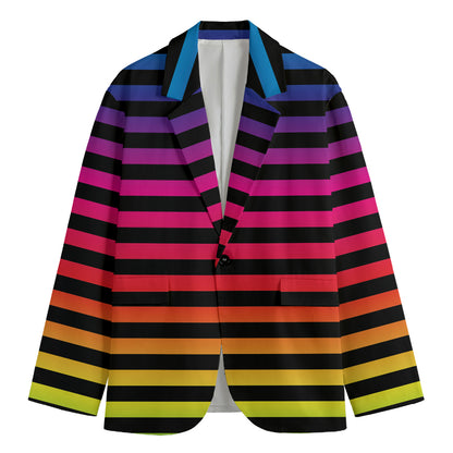 Rainbow Striped Pattern Print Men's Blazer