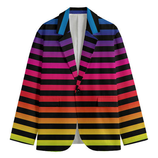 Rainbow Striped Pattern Print Men's Blazer