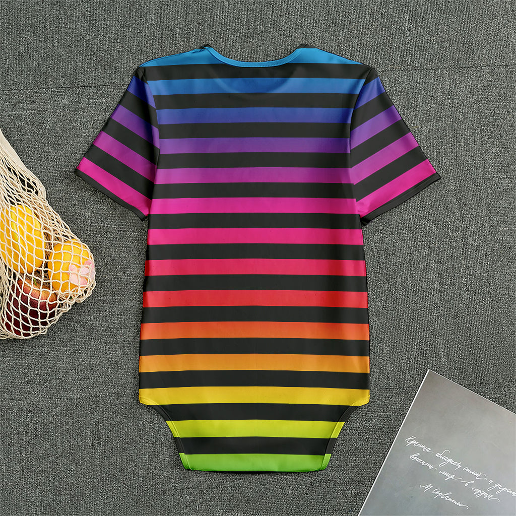 Rainbow Striped Pattern Print Men's Bodysuit