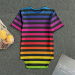 Rainbow Striped Pattern Print Men's Bodysuit