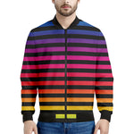 Rainbow Striped Pattern Print Men's Bomber Jacket