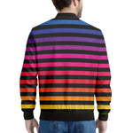 Rainbow Striped Pattern Print Men's Bomber Jacket