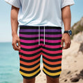 Rainbow Striped Pattern Print Men's Cargo Shorts
