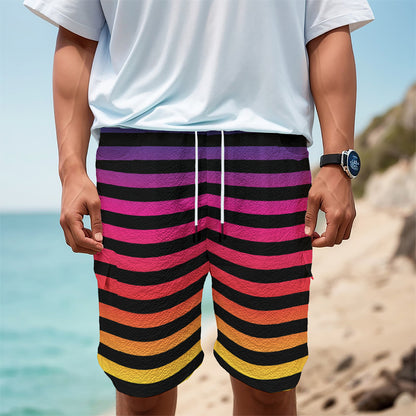Rainbow Striped Pattern Print Men's Cargo Shorts