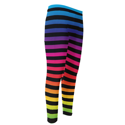 Rainbow Striped Pattern Print Men's Compression Pants