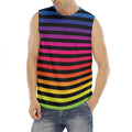 Rainbow Striped Pattern Print Men's Fitness Tank Top