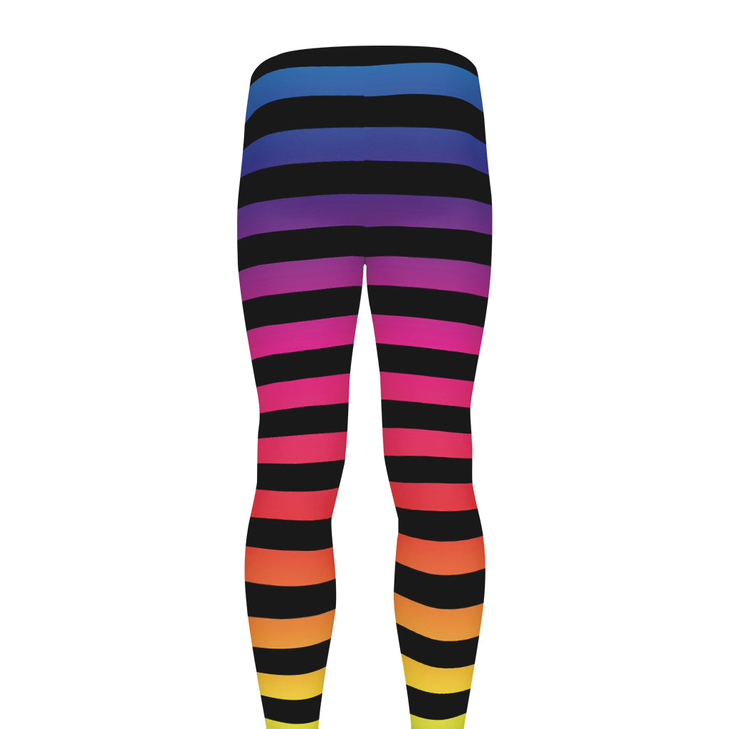 Rainbow Striped Pattern Print Men's leggings