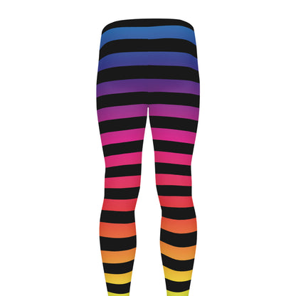 Rainbow Striped Pattern Print Men's leggings