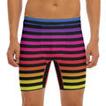 Rainbow Striped Pattern Print Men's Long Boxer Briefs