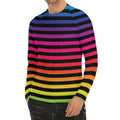 Rainbow Striped Pattern Print Men's Long Sleeve Rash Guard