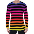 Rainbow Striped Pattern Print Men's Long Sleeve T-Shirt