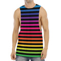 Rainbow Striped Pattern Print Men's Muscle Tank Top