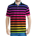 Rainbow Striped Pattern Print Men's Polo Shirt