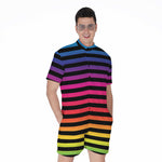 Rainbow Striped Pattern Print Men's Rompers